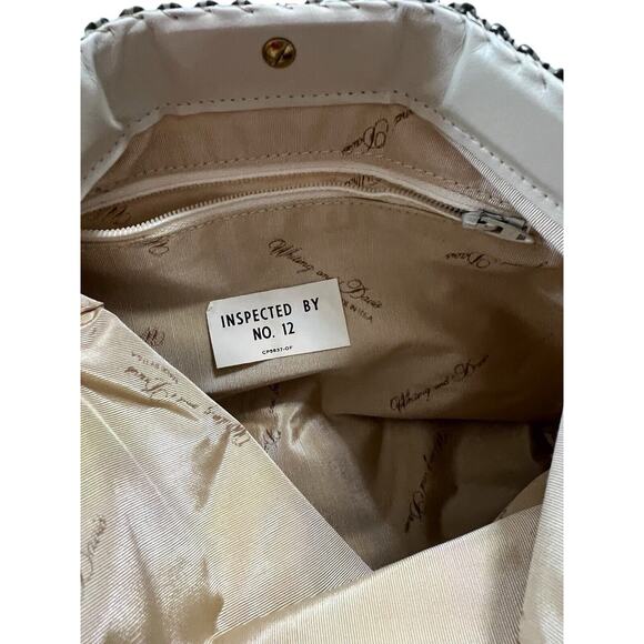 Vintage Signed Whiting Davis Cream Enamel Purse Evening Bag Doorknocker Accent - Picture 5 of 9